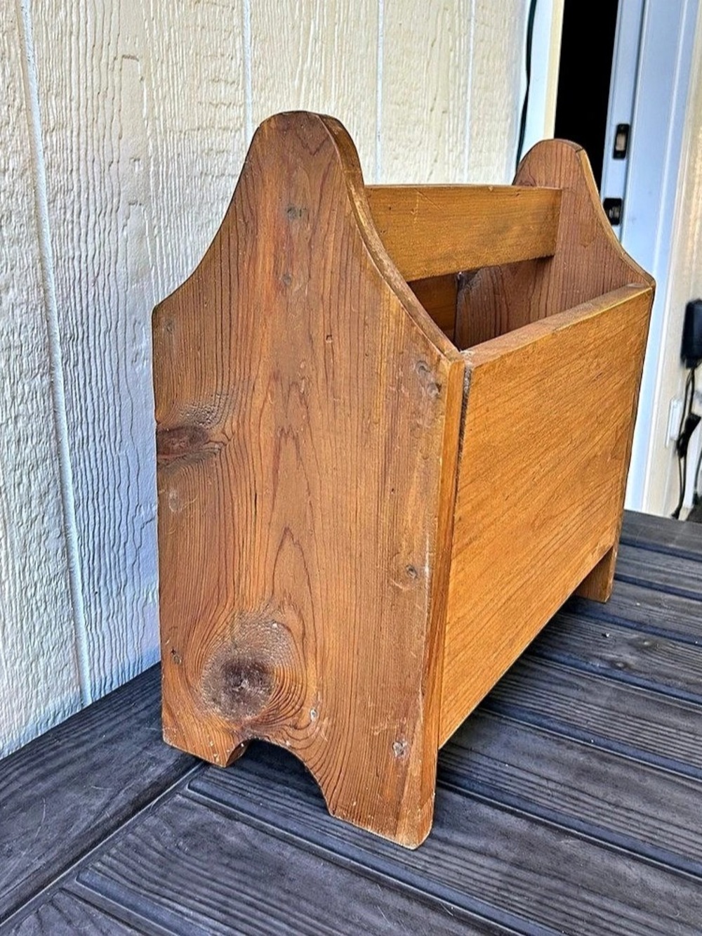 Vintage Solid Wood Handmade Magazine Rack - Picture 4 of 7